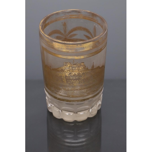 780 - FOUR 19TH CENTURY GERMAN GLASS BEAKERS. Including a glass beaker etched with a Coronet above a crest... 