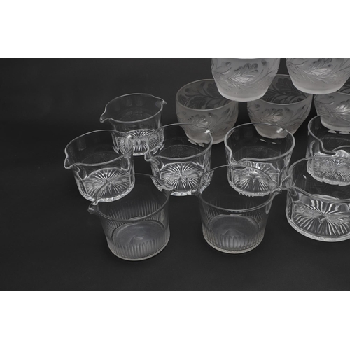 784 - ANTIQUE GLASS FINGER BOWLS. Including a set of five frosted and clear glass finger bowls, with acorn... 