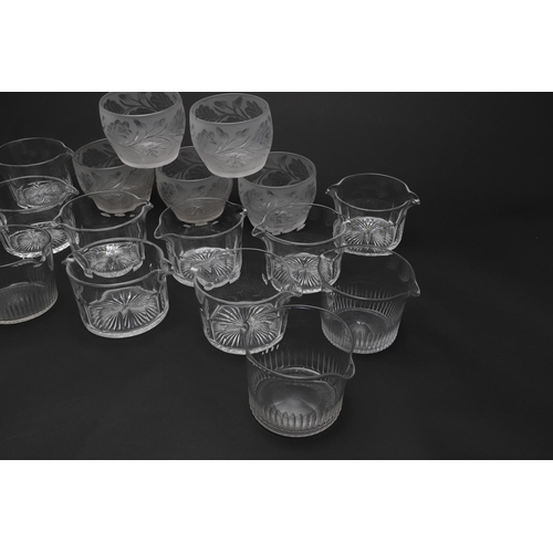 784 - ANTIQUE GLASS FINGER BOWLS. Including a set of five frosted and clear glass finger bowls, with acorn... 