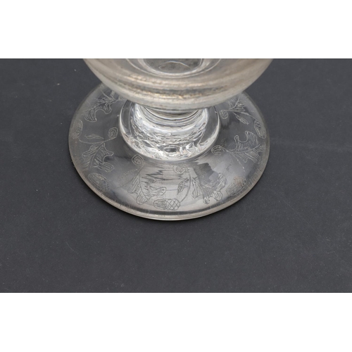 787 - ENGRAVED HERALDIC RUMMER - DATED 1850 - EX CHRISTIES 1985. An interesting glass rummer, heavily engr... 