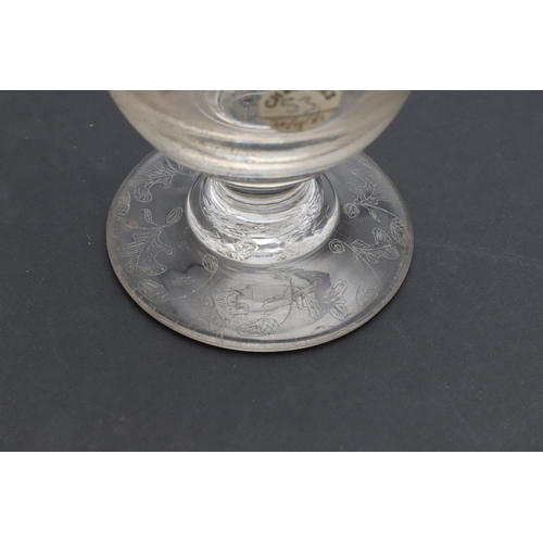 787 - ENGRAVED HERALDIC RUMMER - DATED 1850 - EX CHRISTIES 1985. An interesting glass rummer, heavily engr... 