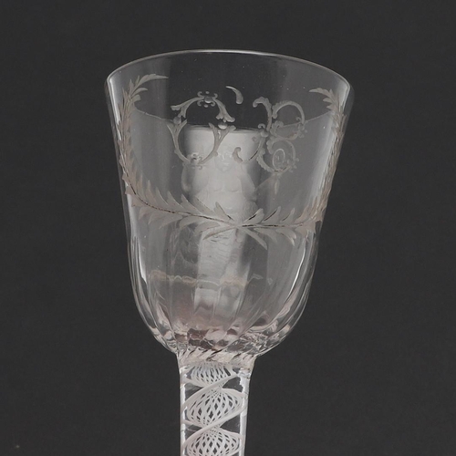 789 - ANTIQUE CORDIAL GLASSES. Including a single glass with engraved bowl including initials 'OB' and Mer... 