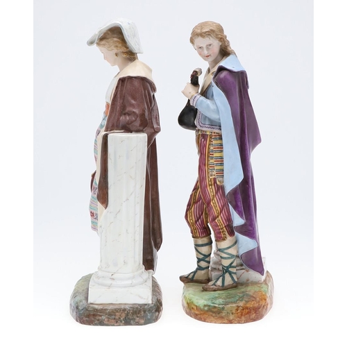 795 - PAIR OF LARGE FRENCH PORCELAIN FIGURES. Possibly by Limoges, a pair of figures of a lady and gent ho... 