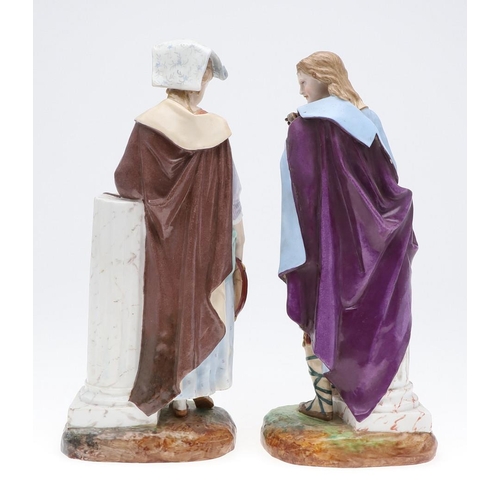 795 - PAIR OF LARGE FRENCH PORCELAIN FIGURES. Possibly by Limoges, a pair of figures of a lady and gent ho... 