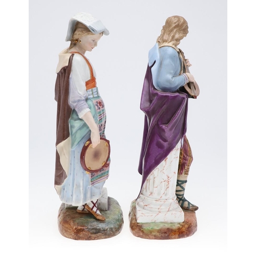 795 - PAIR OF LARGE FRENCH PORCELAIN FIGURES. Possibly by Limoges, a pair of figures of a lady and gent ho... 