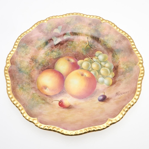 797 - ROYAL WORCESTER SIGNED CABINET PLATE - JOHN FREEMAN. The plate hand painted with various fruit on a ... 