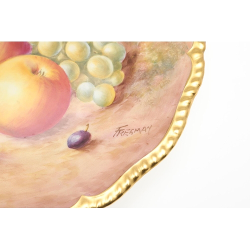 797 - ROYAL WORCESTER SIGNED CABINET PLATE - JOHN FREEMAN. The plate hand painted with various fruit on a ... 