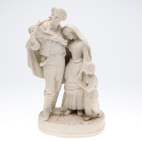 801 - LARGE PARIAN GROUP - UNION REFUGEES. A large parian group modelled by John Rogers, with a young woma... 