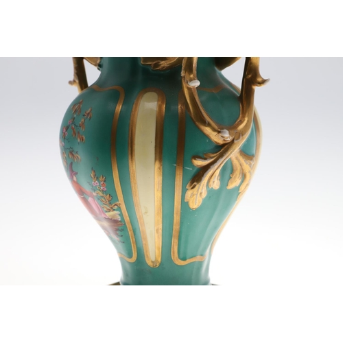 805 - H & R DANIEL - GARNITURE OF VASES. In the Chinese style, the twin handled vases  painted with a sing... 