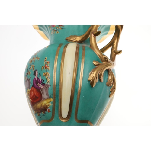 805 - H & R DANIEL - GARNITURE OF VASES. In the Chinese style, the twin handled vases  painted with a sing... 