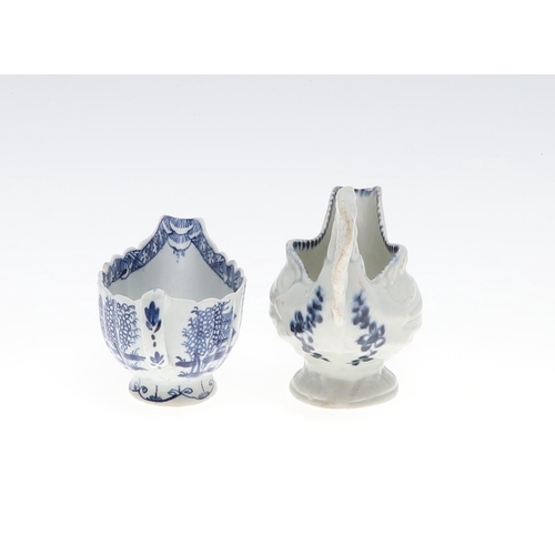 807 - ENGLISH 18THC BOW SAUCEBOAT & TWO OTHER SAUCEBOATS. A 18thc Bow ribbed porcelain sauceboat in the De... 