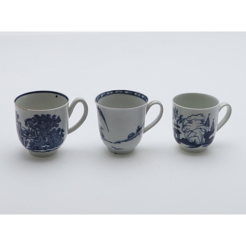 809 - THREE 18THC ENGLISH COFFEE CUPS - LIVERPOOL. Three Liverpool blue and white coffee cups, including o... 