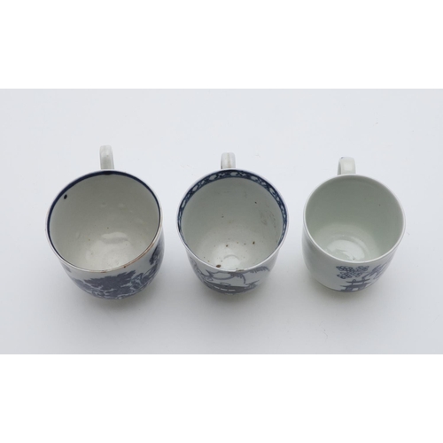 809 - THREE 18THC ENGLISH COFFEE CUPS - LIVERPOOL. Three Liverpool blue and white coffee cups, including o... 