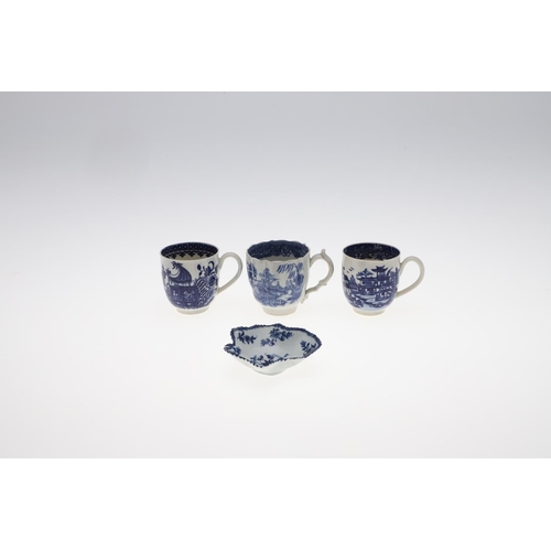 813 - COLLECTION OF 18THC ENGLISH BLUE & WHITE PORCELAIN. A mixed lot including a Liverpool Chaffers bowl ... 