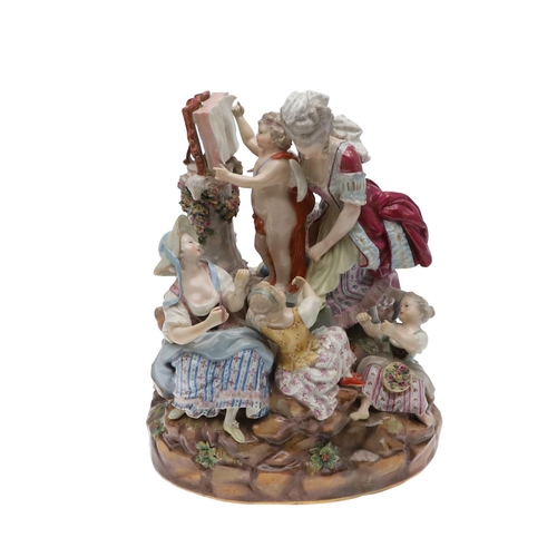 819 - LARGE MEISSEN PORCELAIN GROUP - LESSONS IN LOVE. A large 19thc group titled 'Lessons in Love' after ... 