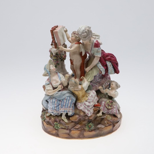 819 - LARGE MEISSEN PORCELAIN GROUP - LESSONS IN LOVE. A large 19thc group titled 'Lessons in Love' after ... 