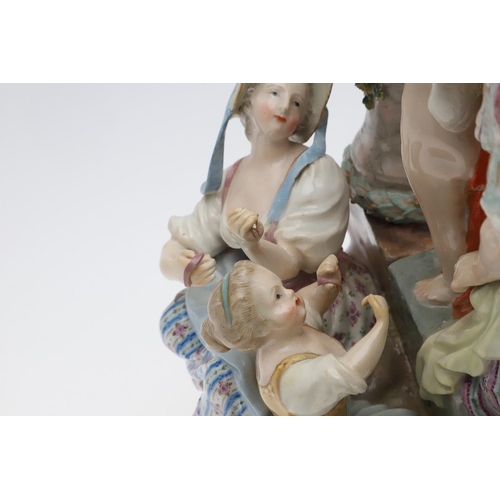 819 - LARGE MEISSEN PORCELAIN GROUP - LESSONS IN LOVE. A large 19thc group titled 'Lessons in Love' after ... 