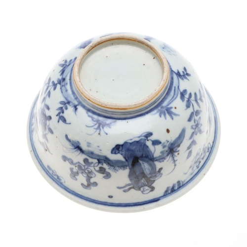 838 - CHINESE BLUE & WHITE PORCELAIN BOWL. A provincial bowl in the 16th/17thc style but probably later, p... 