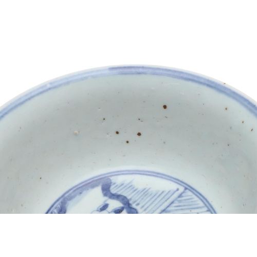 838 - CHINESE BLUE & WHITE PORCELAIN BOWL. A provincial bowl in the 16th/17thc style but probably later, p... 