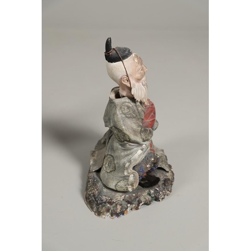 851 - TWO CARVED WOODEN & LACQUERED JAPANESE FIGURES. Two large carved wooden and lacquered figures, Meiji... 