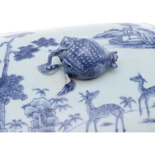 854 - 18THC CHINESE BLUE & WHITE PORCELAIN TUREEN, COVER & MATCHING DISH. Qianlong period (1736-1795), the... 