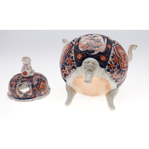 859 - JAPANESE IMARI - LIDDED KORO & OTHER ITEMS. A large lidded koro with Dog of Fo finial and supported ... 