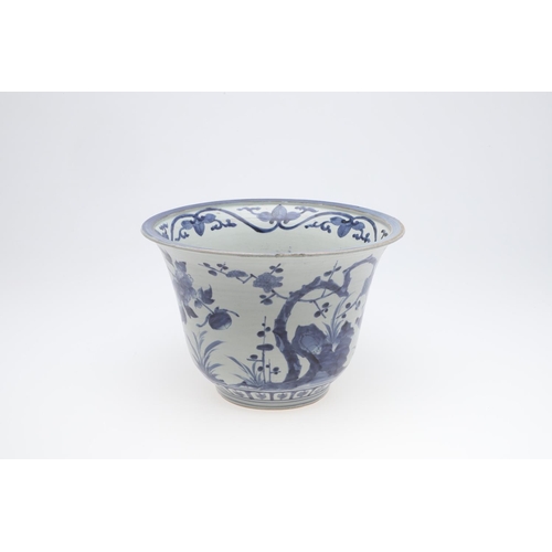 868 - EARLY JAPANESE ARITA PORCELAIN JARDINIERE. Circa 1690-1700, a large blue and white porcelain jardini... 