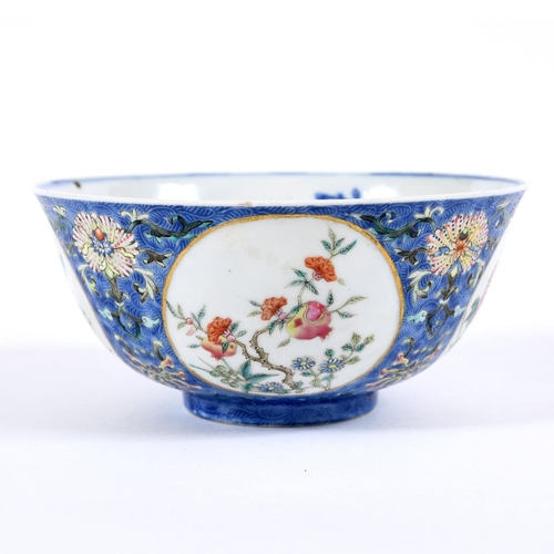 874 - CHINESE DAOGUANG (1820-1850) MARK & PERIOD MEDALLION BOWL. The exterior painted with fruit and flowe... 