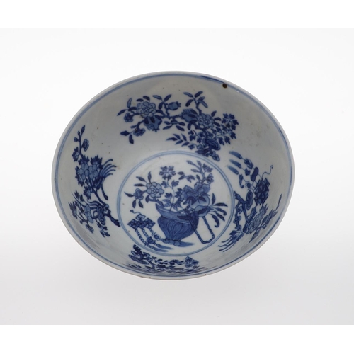 874 - CHINESE DAOGUANG (1820-1850) MARK & PERIOD MEDALLION BOWL. The exterior painted with fruit and flowe... 