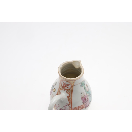 876 - 18THC CHINESE PORCELAIN TEAPOT & OTHER ITEMS. A globular teapot painted with a mother and a child by... 