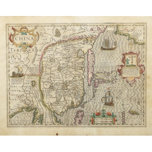 885 - ANTIQUE FRAMED MAP OF CHINA. A vintage hand coloured map of China, mounted in an oak frame, bears da... 