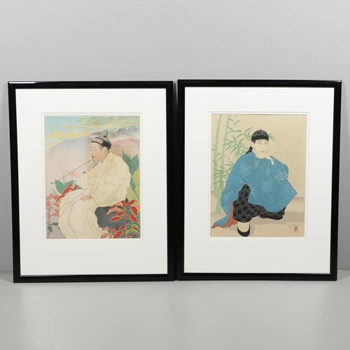 892 - PAUL JACOULET (FRENCH 1896-1960) - TWO FRAMED COLOURED WOODBLOCK PRINTS. A coloured woodblock print ... 