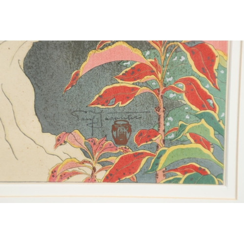 892 - PAUL JACOULET (FRENCH 1896-1960) - TWO FRAMED COLOURED WOODBLOCK PRINTS. A coloured woodblock print ... 