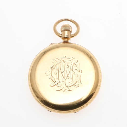 1024 - AN 18CT GOLD HALF HUNTING CASED POCKET WATCH BY DENT. the signed circular dial with Roman numerals a... 