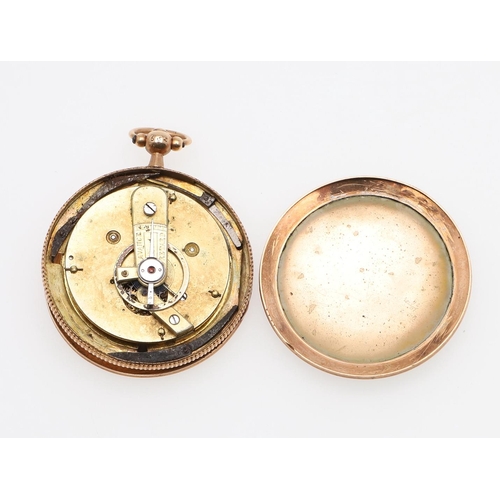 1026 - A GOLD AND ENAMEL OPEN FACED POCKET WATCH. the gold and white enamel dial with Arabic numerals and p... 