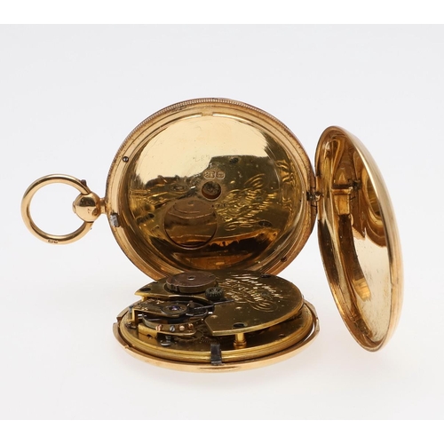 1030 - AN 18CT GOLD FULL HUNTING CASED POCKET WATCH BY BARWISE, LONDON. the signed circular dial with Roman... 