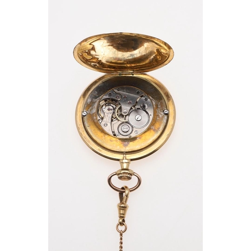 1031 - AN 18CT GOLD OPEN FACED POCKET WATCH. the circular dial with Arabic numerals and subsidiary seconds ... 