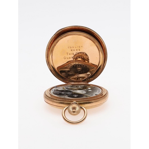 1032 - A GOLD PLATED HALF HUNTING CASED POCKET WATCH. the white enamel dial with Roman numerals and subsidi... 