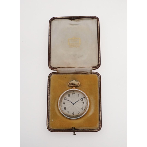 1317 - CARTIER. AN ENAMEL AND GOLD OPEN FACED POCKET WATCH, CIRCA 1910. faintly signed on the dial, with Ar... 