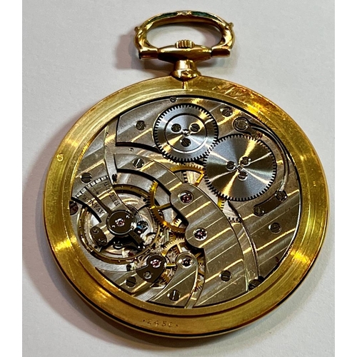 1317 - CARTIER. AN ENAMEL AND GOLD OPEN FACED POCKET WATCH, CIRCA 1910. faintly signed on the dial, with Ar... 