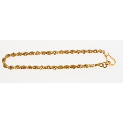 935 - A GOLD ROPE LINK NECKLACE. with a hook clasp, 45.5cm long, 23.3 grams, together with a conforming br... 