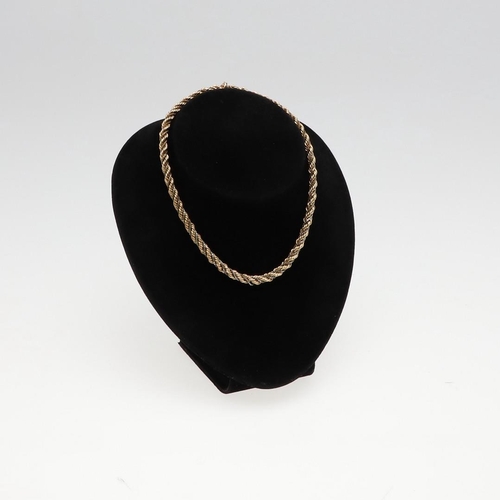 940 - A GOLD ROPE LINK NECKLACE. 40.5cm long, 35.9 grams.  *CR  Some wear, but no obvious damage or repair... 