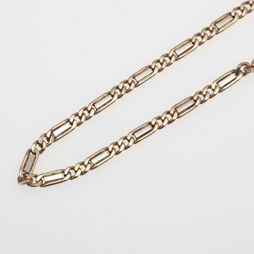 943 - A 9CT TWO COLOUR GOLD FANCY LINK NECKLACE. 46.5cm long, 23.4 grams.  *CR  No obvious damage or repao... 