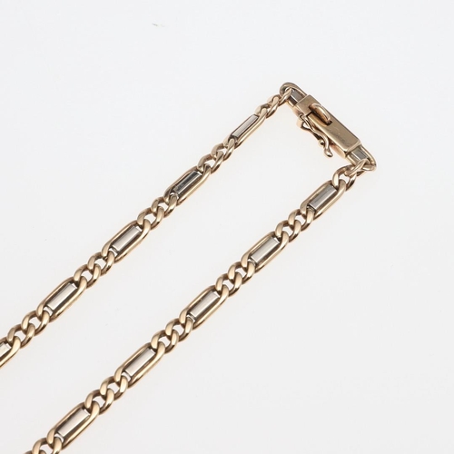 943 - A 9CT TWO COLOUR GOLD FANCY LINK NECKLACE. 46.5cm long, 23.4 grams.  *CR  No obvious damage or repao... 