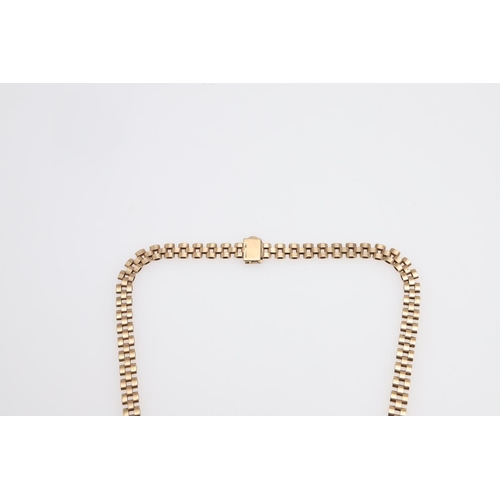 945 - A 9CT THREE COLOUR GOLD FRINGE NECKLACE. formed with graduated three gold textured baton drops, 48cm... 