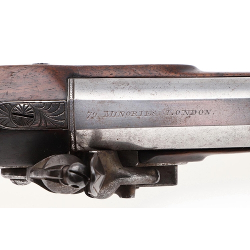 1 - A FINE PAIR OF IRISH FLINTLOCK RIGBY STYLE 10 BORE PISTOLS BY BRANDER & POTTS. A fine pair of pistol... 