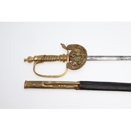 103 - AN 1855 PATTERN STATE OFFICIAL'S SWORD AND SCABBARD. With a 72cm tapering pointed blade marked with ... 