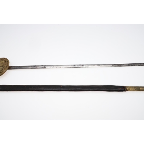 103 - AN 1855 PATTERN STATE OFFICIAL'S SWORD AND SCABBARD. With a 72cm tapering pointed blade marked with ... 