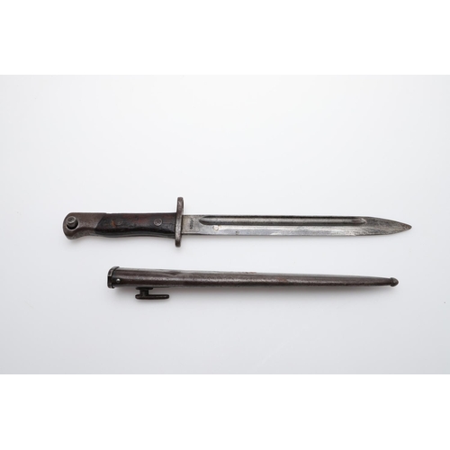 114 - A THAI/SIAM M1903 BAYONET AND SCABBARD. A Mauser K98 bayonet and scabbard, the bayonet with a 24cm p... 