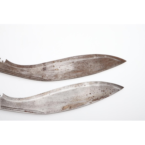 130 - TWO LATE 19TH OR EARLY 20TH CENTURY KUKRI, ONE WITH SCABBARD. A Kukri with traditional 35cm shaped b... 